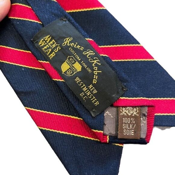 Lanvin Paris 100% Silk Men's Tie Red, Navy, Gold - Picture 5 of 6